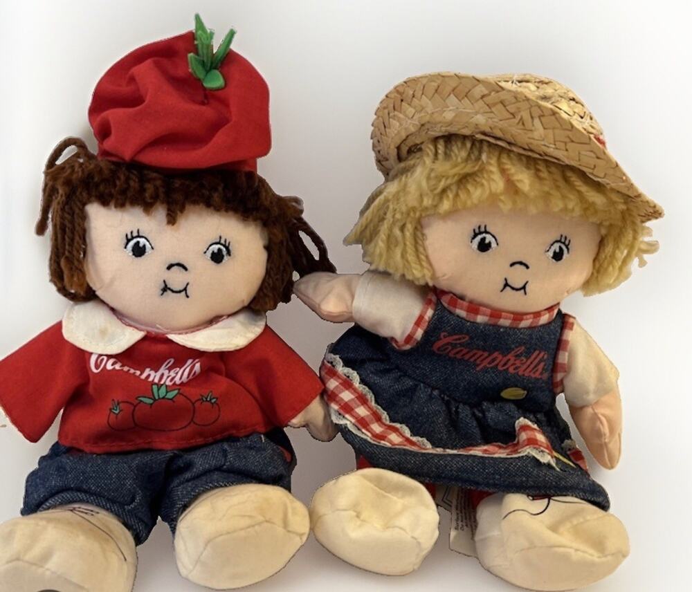 Vintage 2000 Campbell’s Soup Kids Dolls Lot of 2 Plush Cloth 8” Bagged